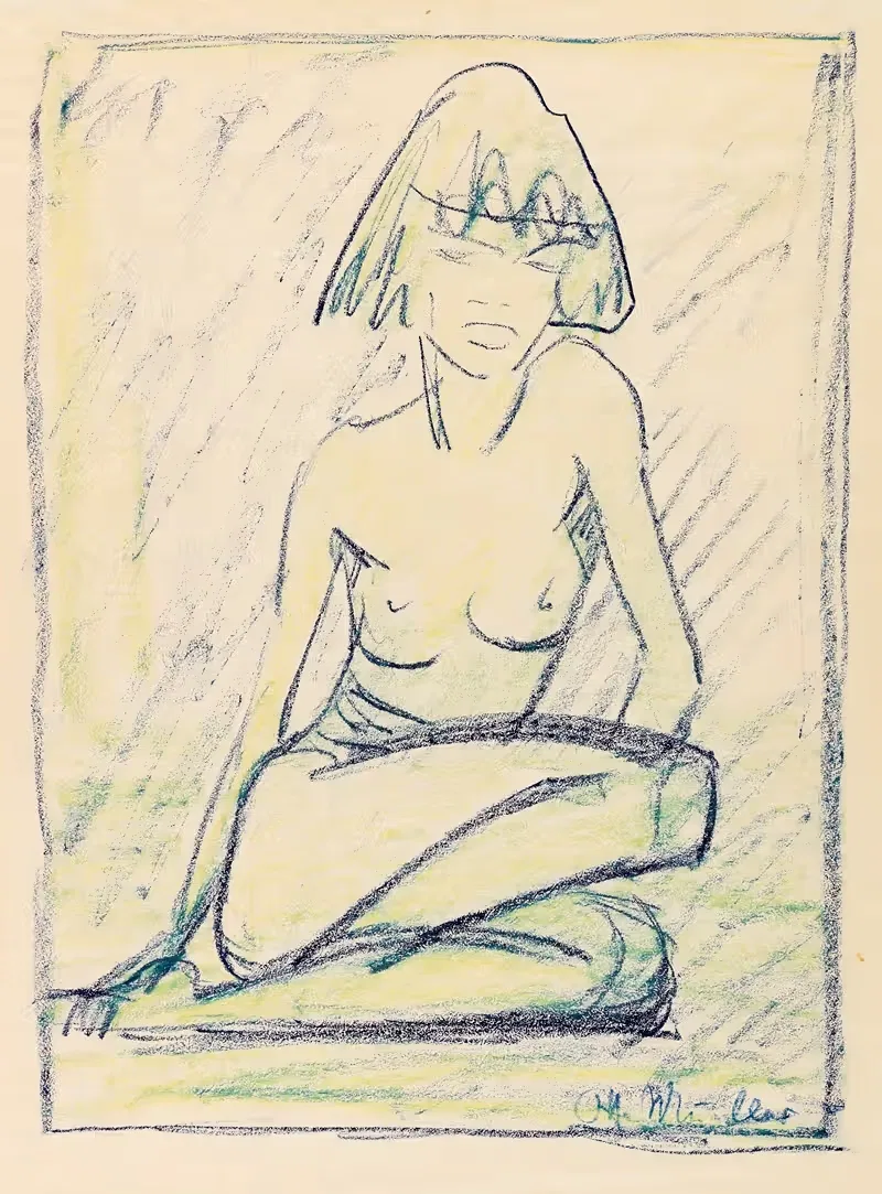 Сидящий женский акт by Отто Мюллер, 1925 — digital art print download