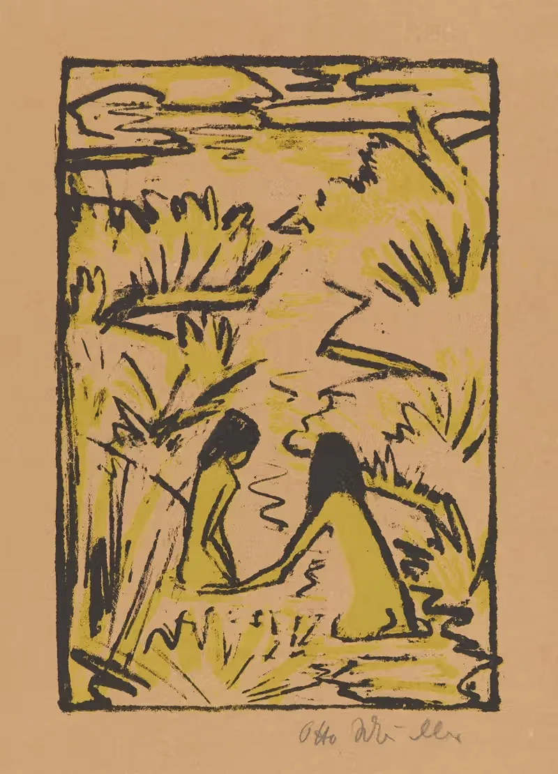 Два купающихся в ручье by Отто Мюллер, 1922 — digital art print download