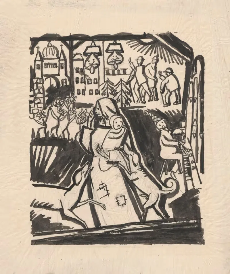Нищета, напавшая на собак. by Тадеуш Маковский, 1924 — digital art print download