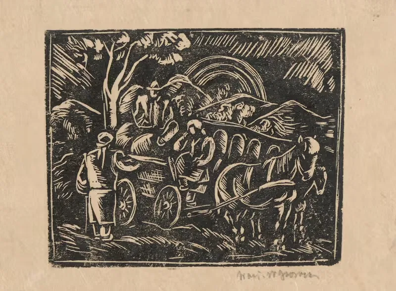Гуцулы на повозке by Вацлав Вансович, 1923 — digital art print download