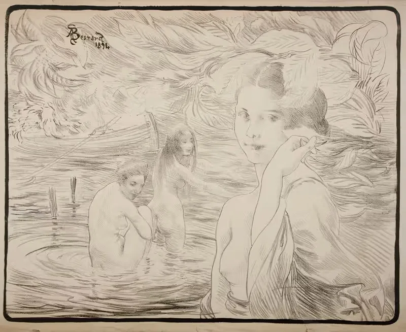 Три купальщицы by Альбер Безнар, 1894 — digital art print download