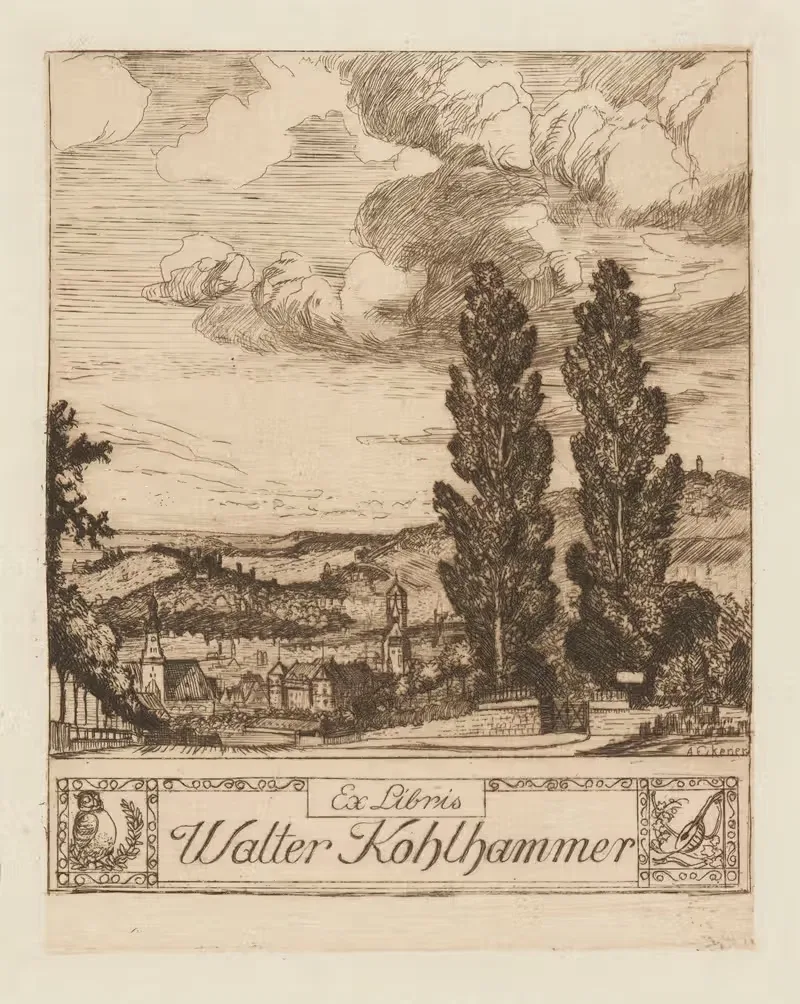 Bookplate of Walter Kohlhammer — Alexander Eckener