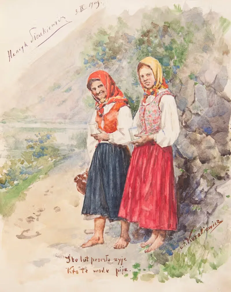 Two highlander women by Antoni Kozakiewicz, 1909 — digital art print download