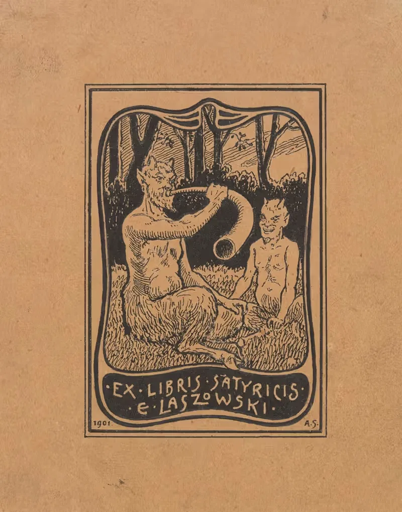 Bookplate of Emil Laszowski, b.1868 — Antoni Steinbauer