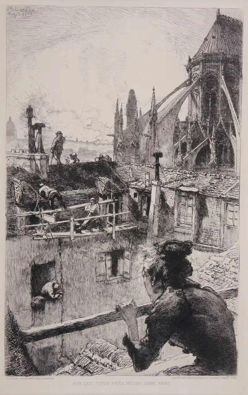 Sur les toits, prés Notre-Dame, Paris — Auguste Louis Lepère