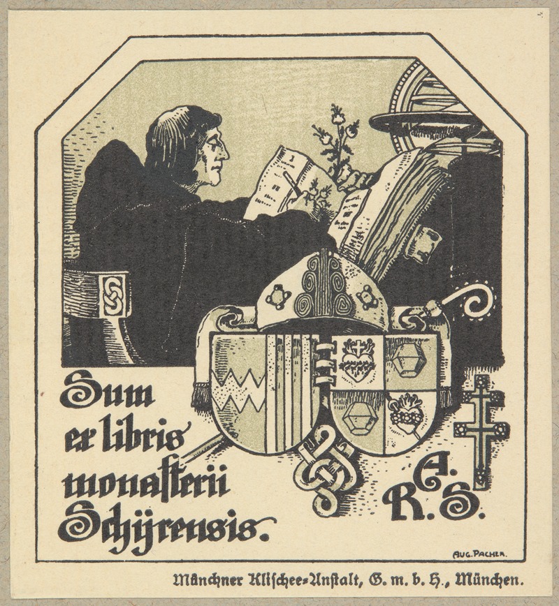 Экслибрис монастыря Ширенсис (Шейерн) by Огюстен Пашер, 1900-1910 — digital art print download