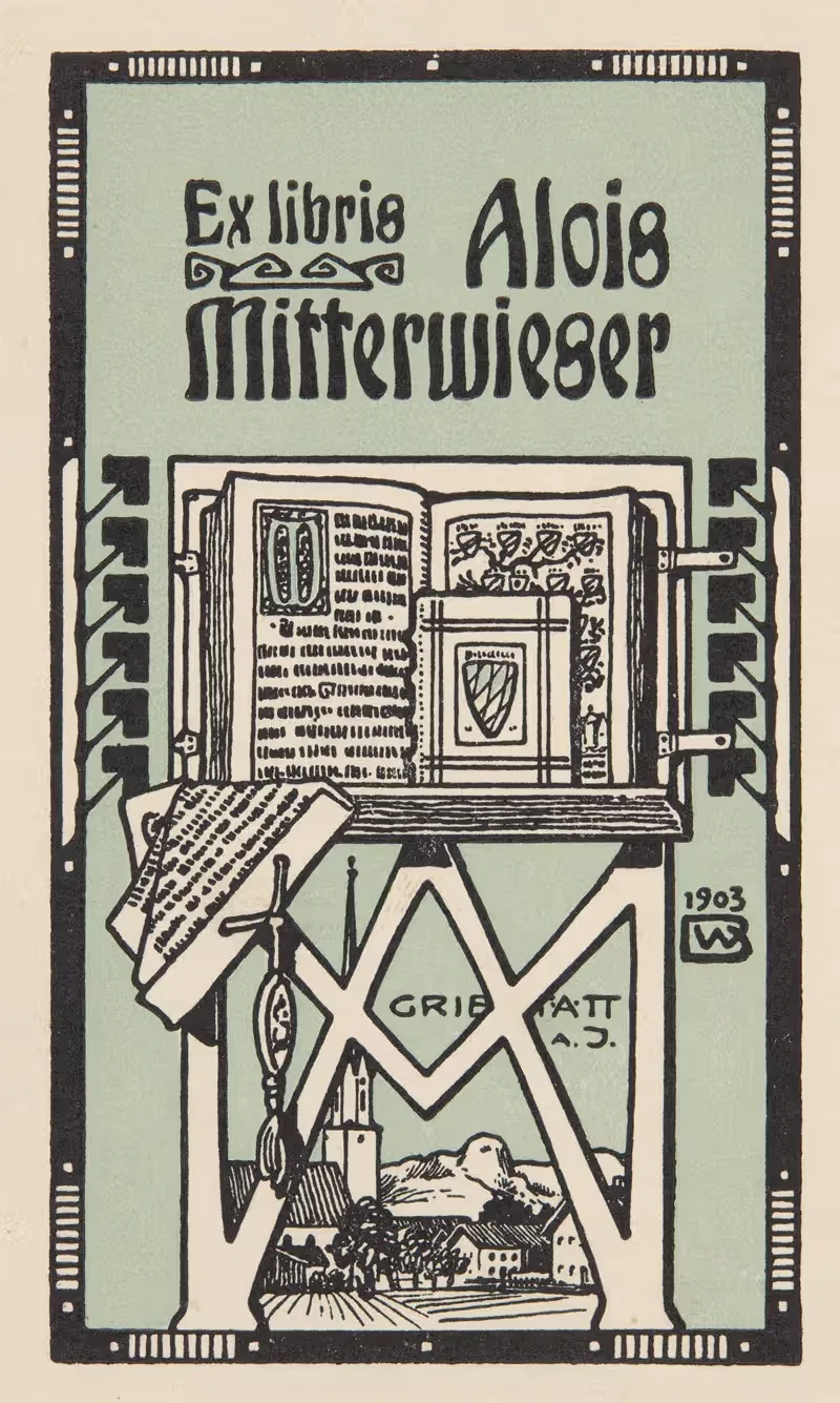 Экслибрис Алойса Миттервайзера by Бернхард Вениг, 1903 — digital art print download