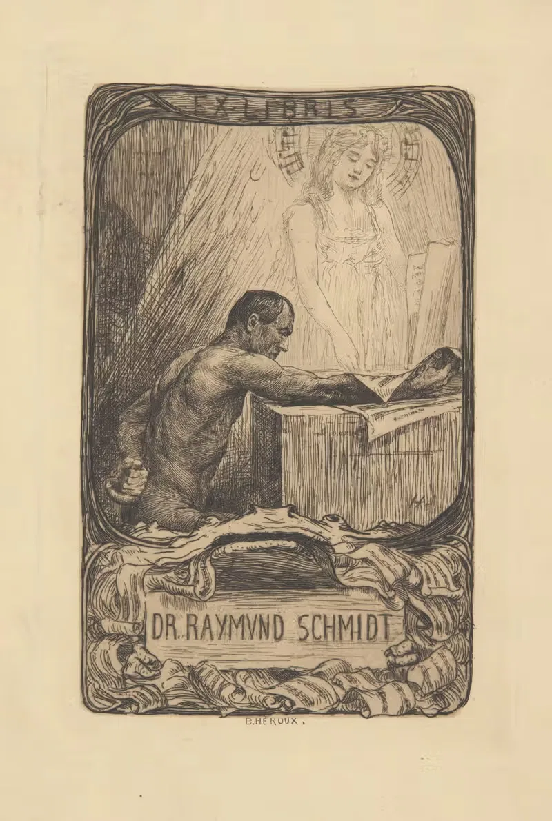 Доктор Раймунд Шмидт (1853-1933) – экслибрис by Бруно Эрру, 1853-1933 — digital art print download