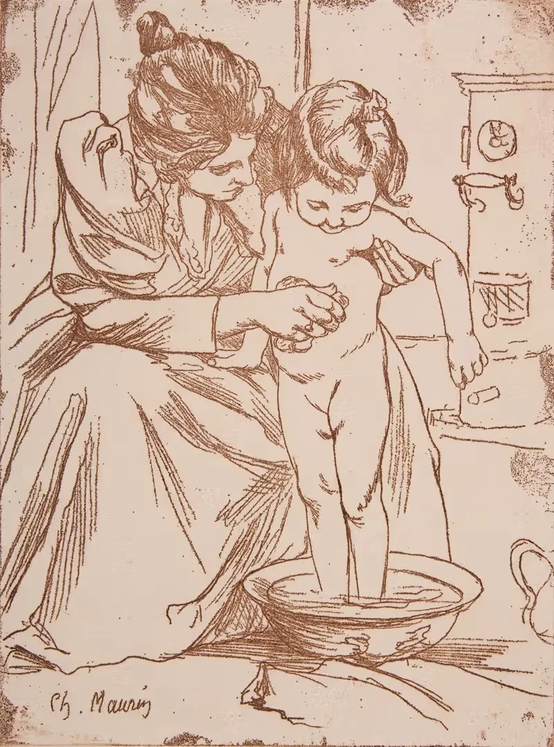 Mère et enfant – Bain de la fillette — Charles Maurin