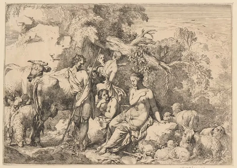Пасторальная сцена by Кристиан Вильгельм Эрнст Дитрих, 1740 — digital art print download