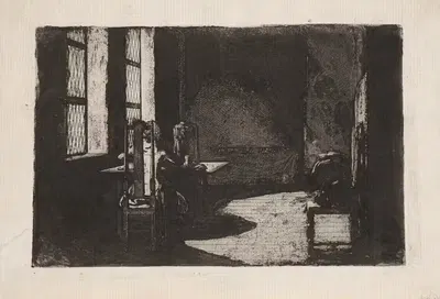 The artist in his mother's room in Gdańsk by Daniel Nikolaus Chodowiecki, 1774 — digital art print download