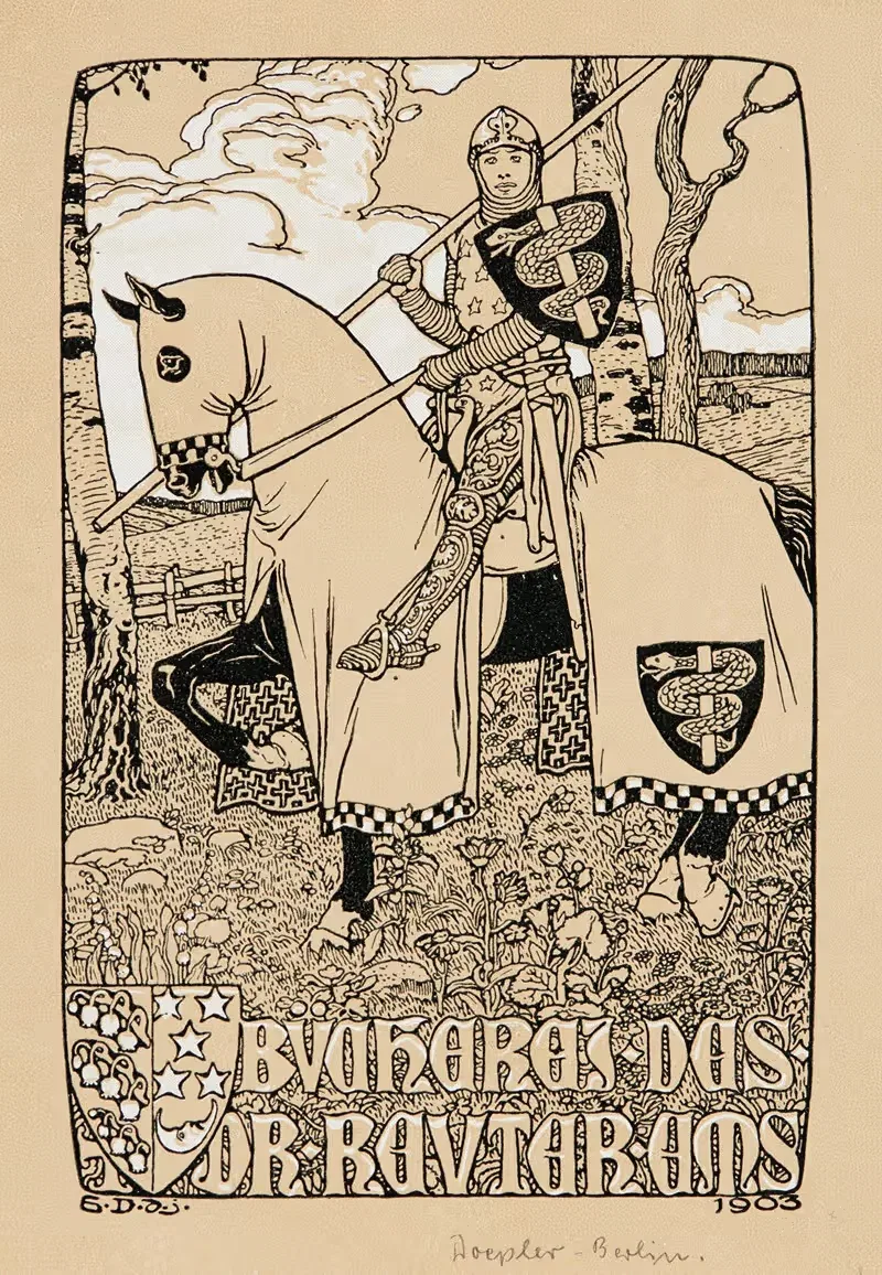 Bookplate; Bücherei des Dr. Reuter Ems — Emil Doepler