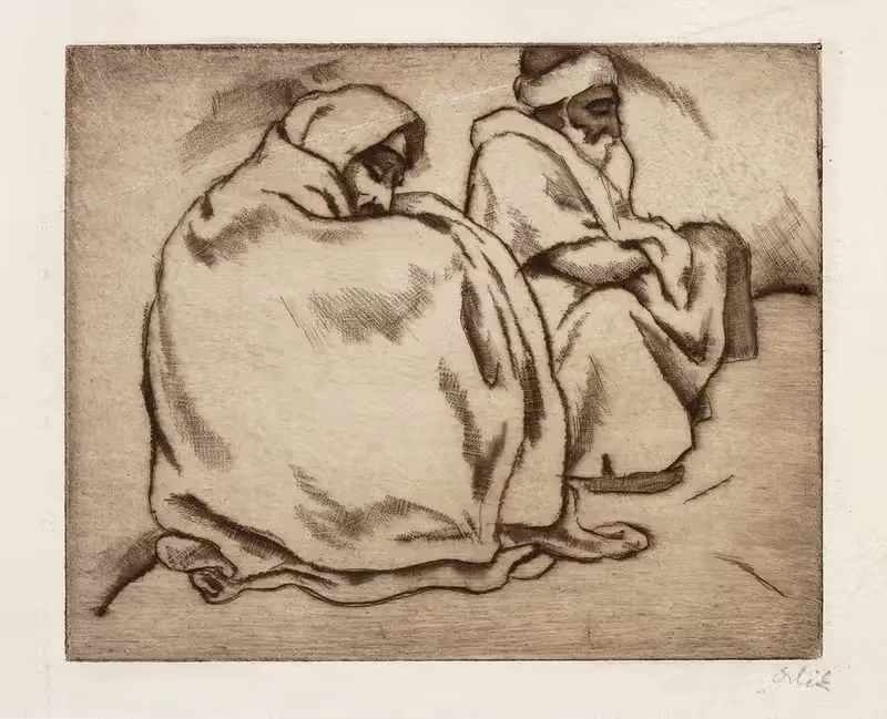 Арабы сидят у стены by Эмиль Орлик, 1912 — digital art print download