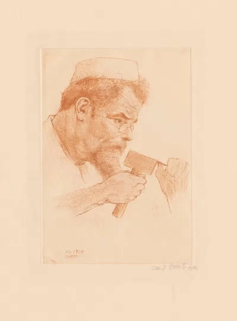Max Klinger bei der Arbeit by Emil Orlik, 1902 — digital art print download