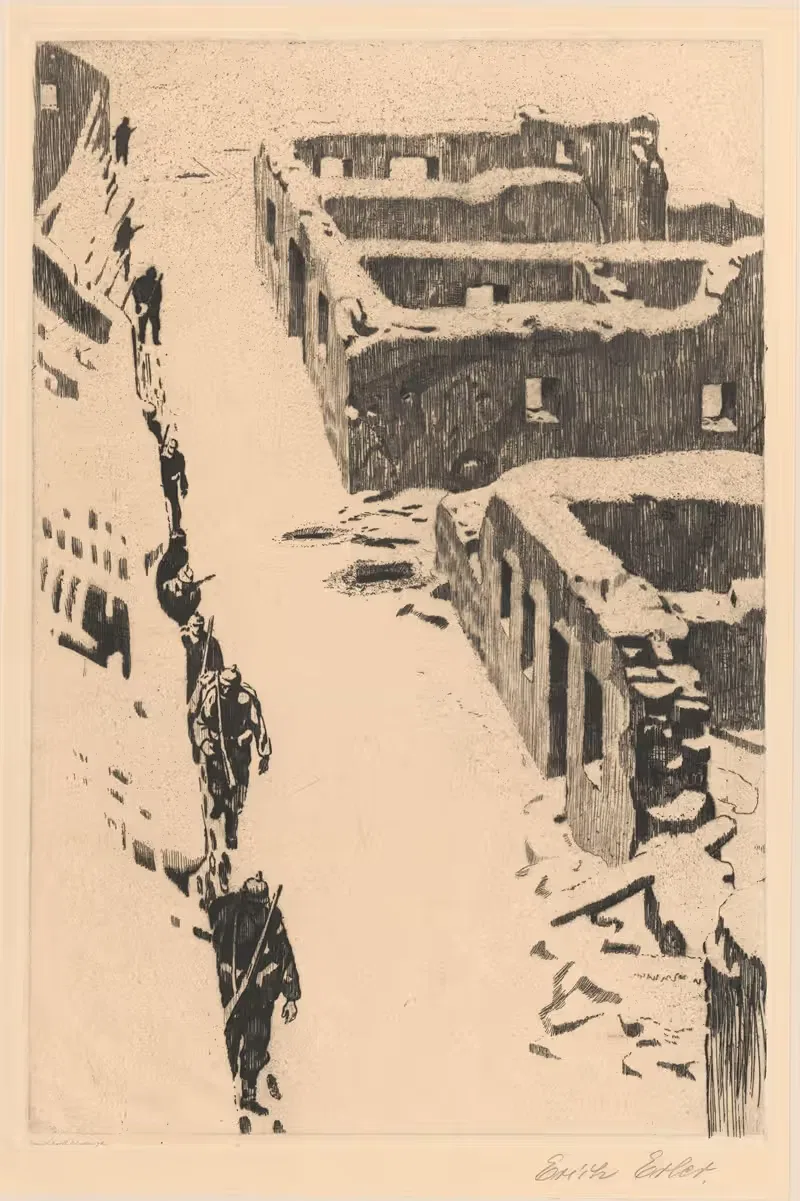Деревня под огнем by Эрих Эрлер, 1918 — digital art print download