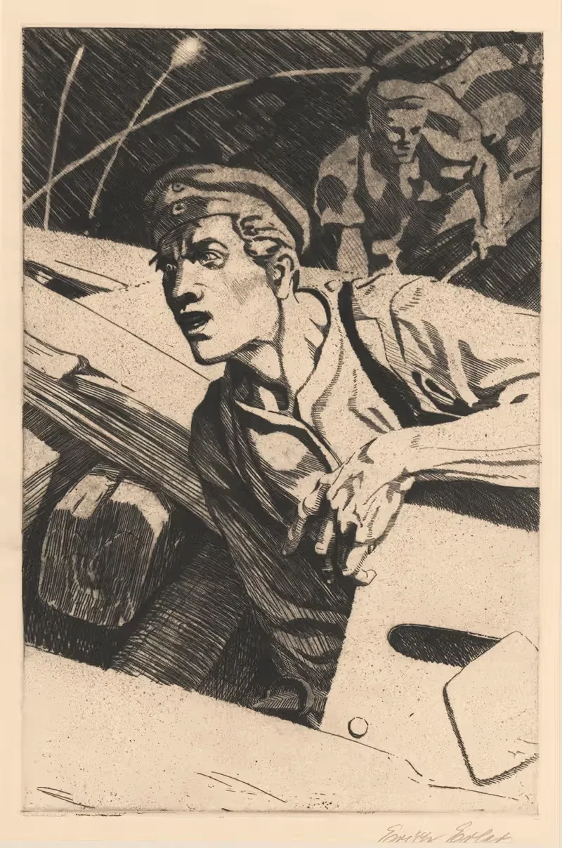 Ночные укрепления by Эрих Эрлер, 1918 — digital art print download