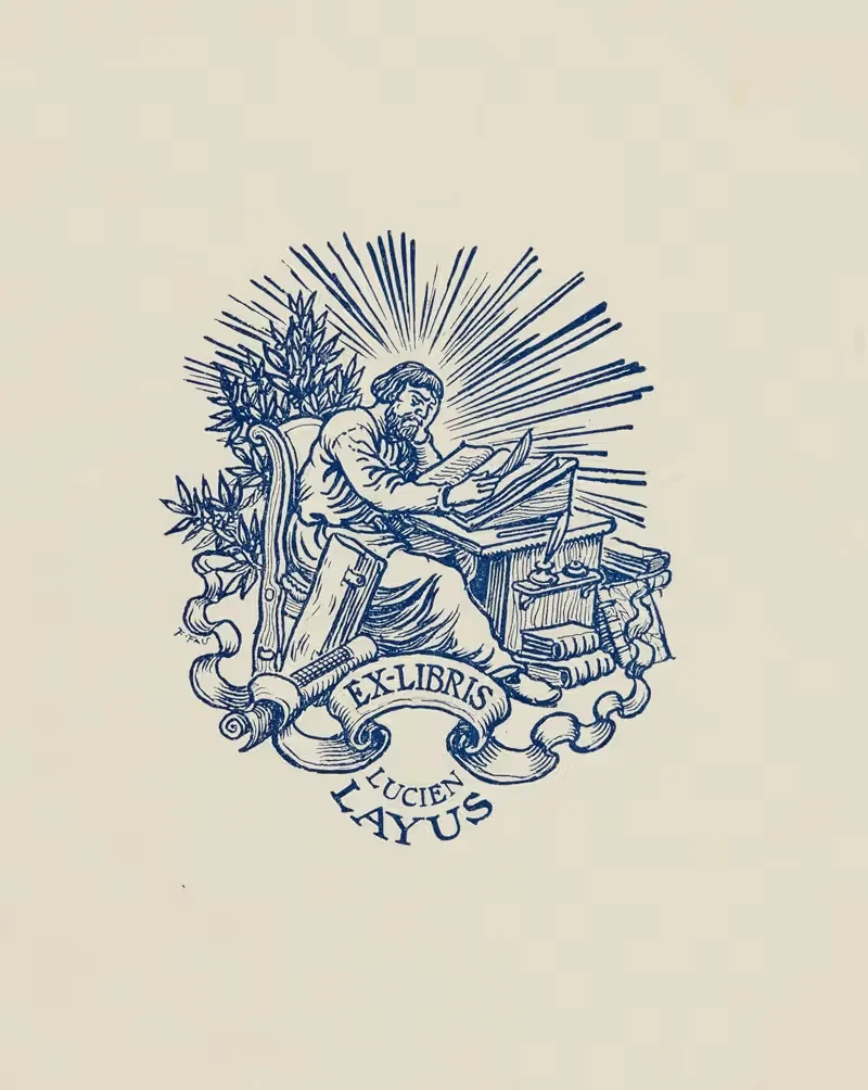 Bookplate of Lucien Layus — Fernand Fau