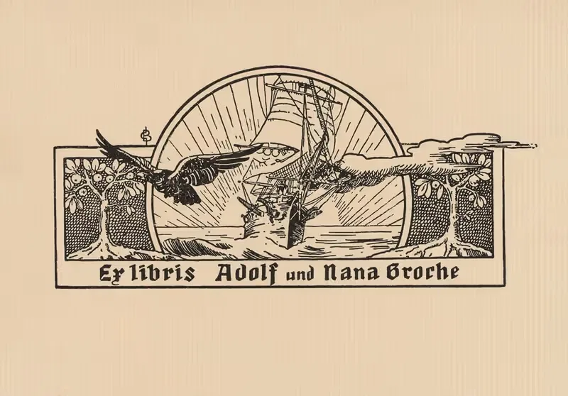 Bookplate of Adolf Nana Groche — Georg Barlosius