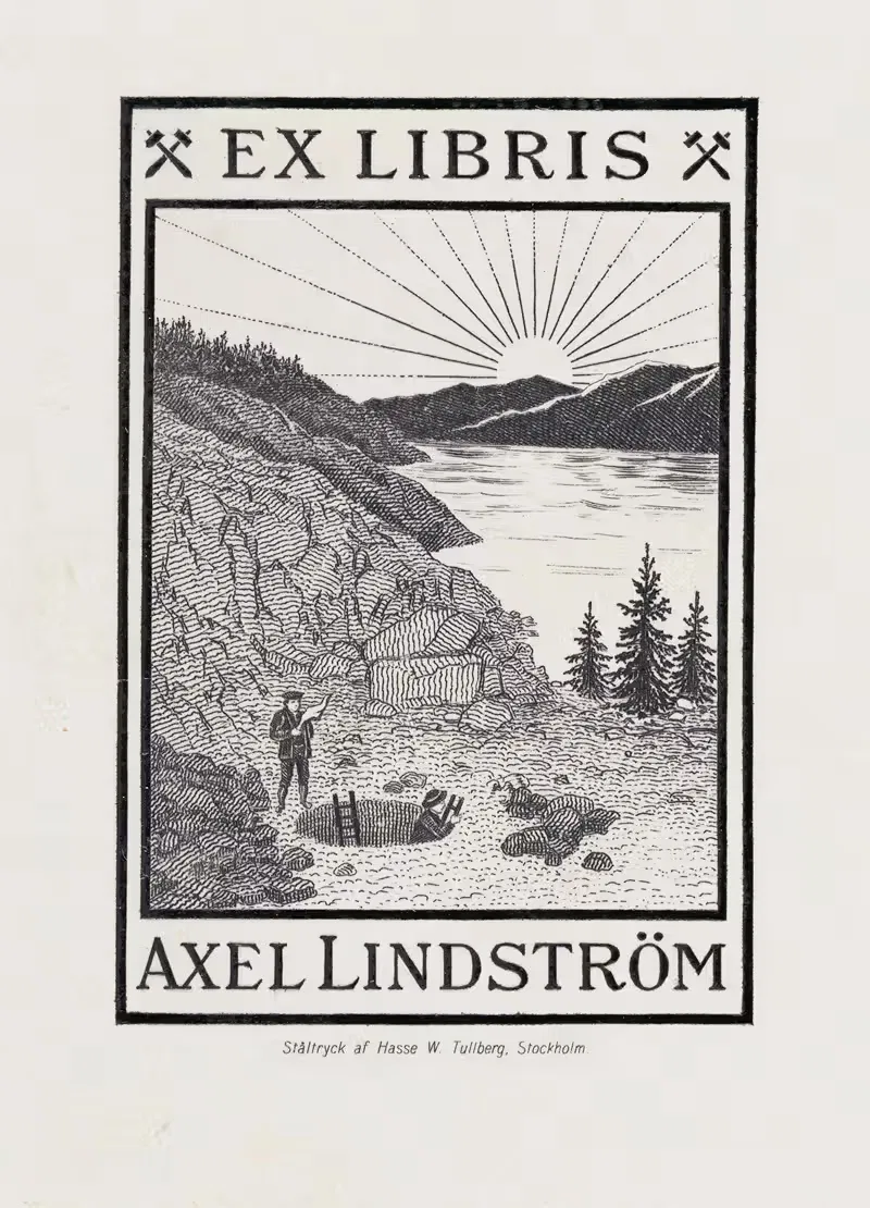 Bookplate of Axel Lindström — Hasse Werner Tullberg
