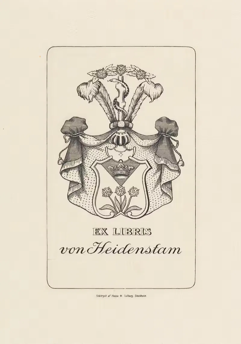 Bookplate of von Heidenstam — Hasse Werner Tullberg