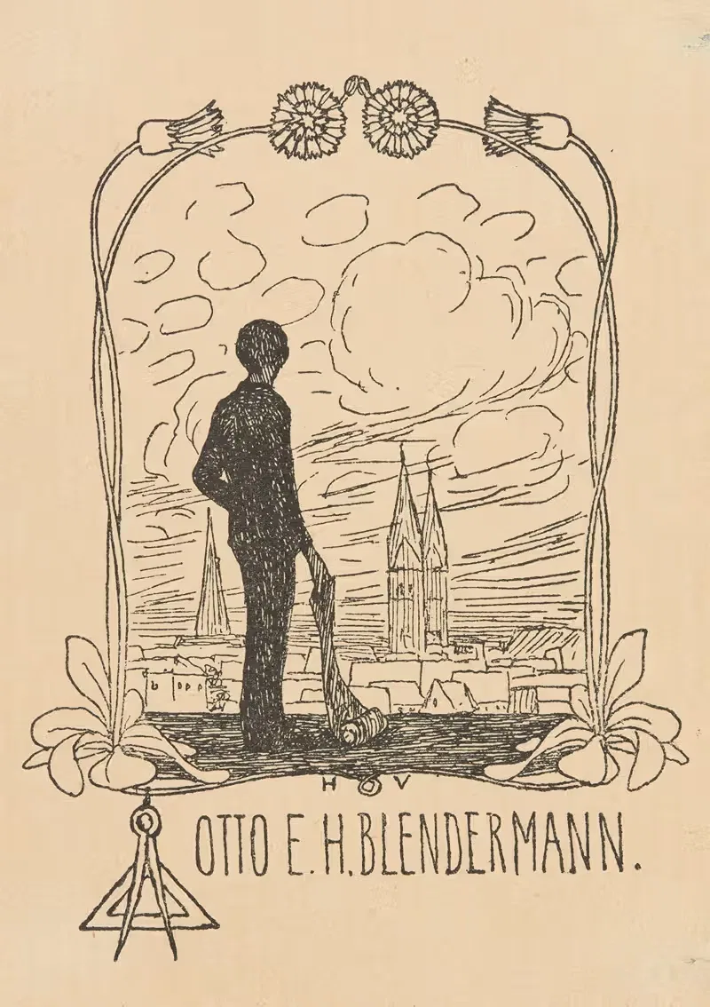 Bookplate; Otto E.H. Blendermann by Heinrich Vogeler, 1900 — digital art print download