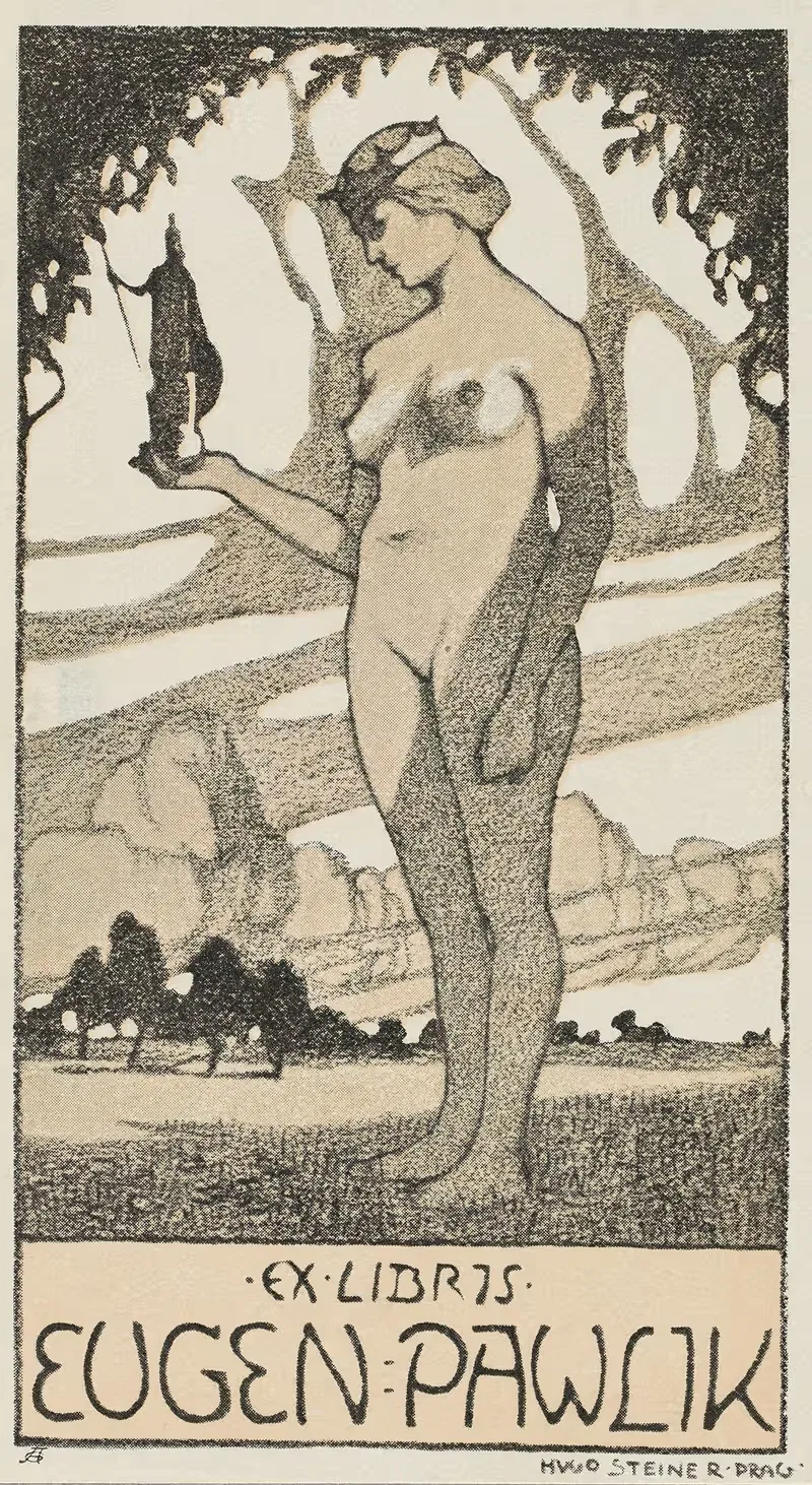 Bookplate of Eugen Pawlik — Hugo Steiner-Prag