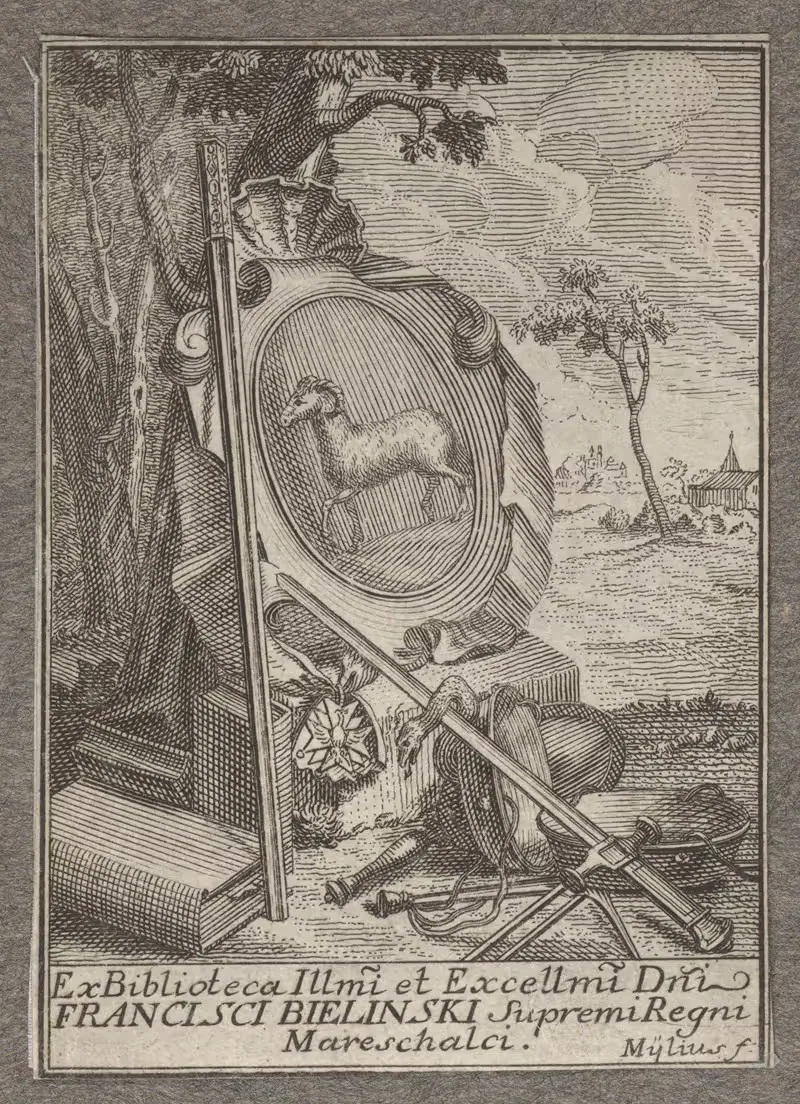Bookplate of Franciszek Bieliński — Jan Fryderyk Mylius