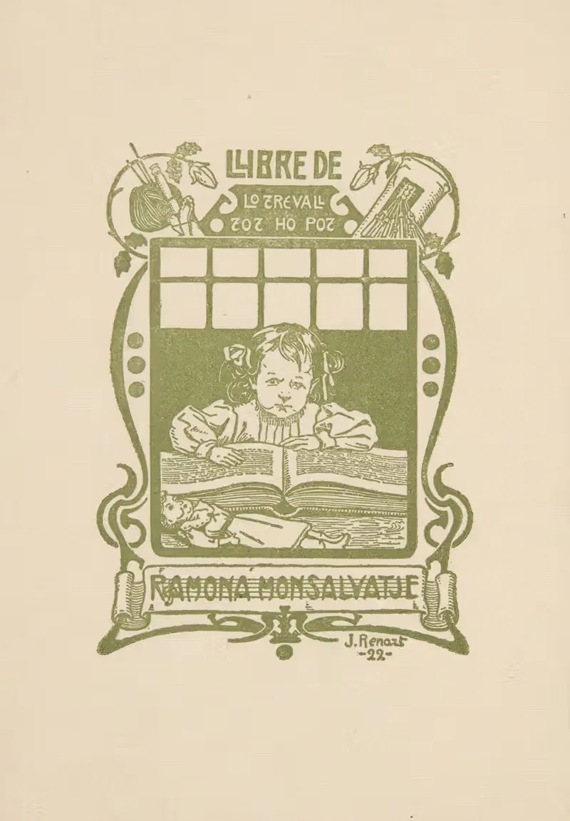 Экслибрис Рамоны Монсальват by Жоаким Ренар, 1900-1910 — digital art print download