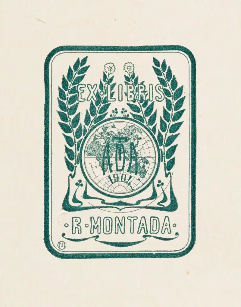 Bookplate of R. Montada — Jordi Monsalvatge i Castanys
