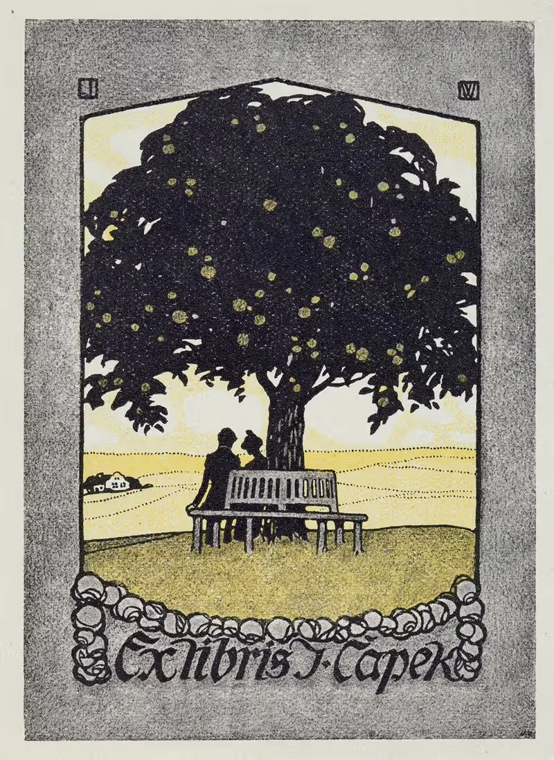 Bookplate of J. Čapek — Josef Wenig