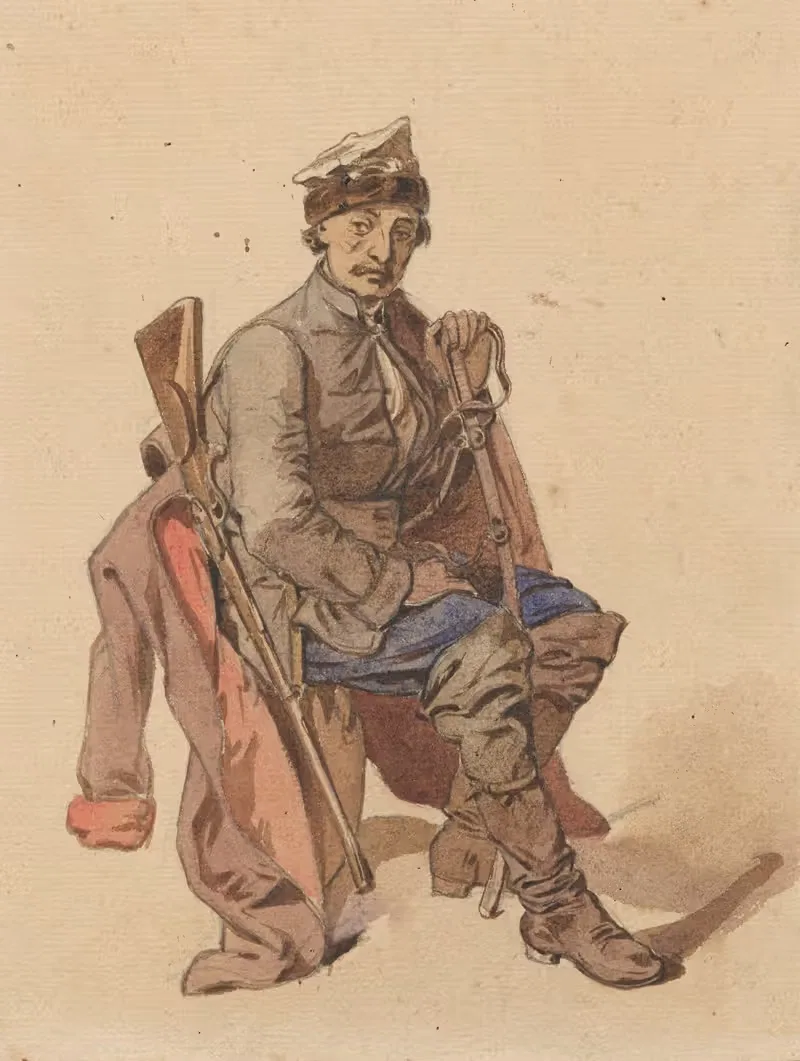 Krakow dweller – insurgent, sitting — Jozef Brandt