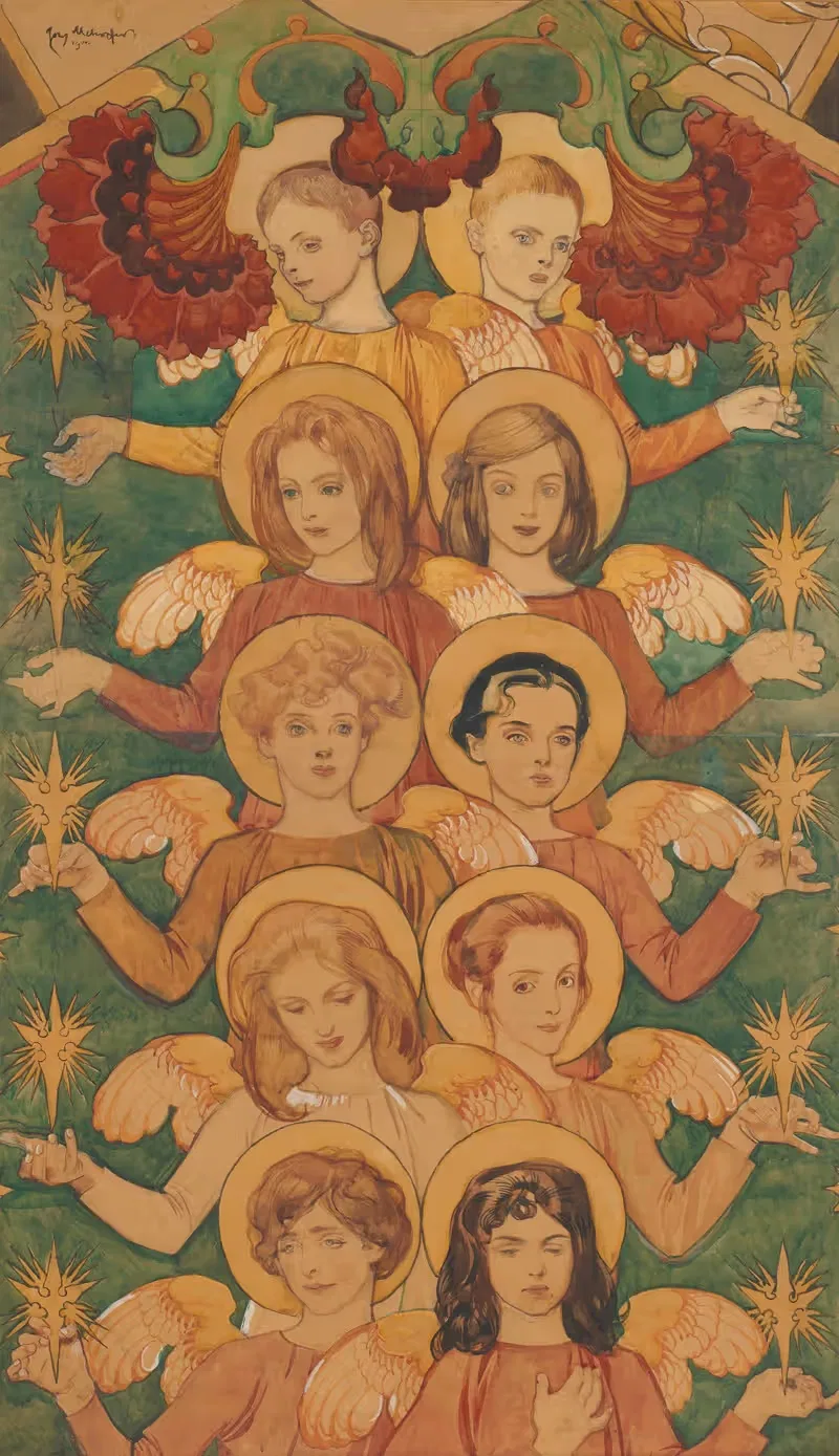 Ангелы со звездами by Юзеф Мехоффер, 1901 — digital art print download