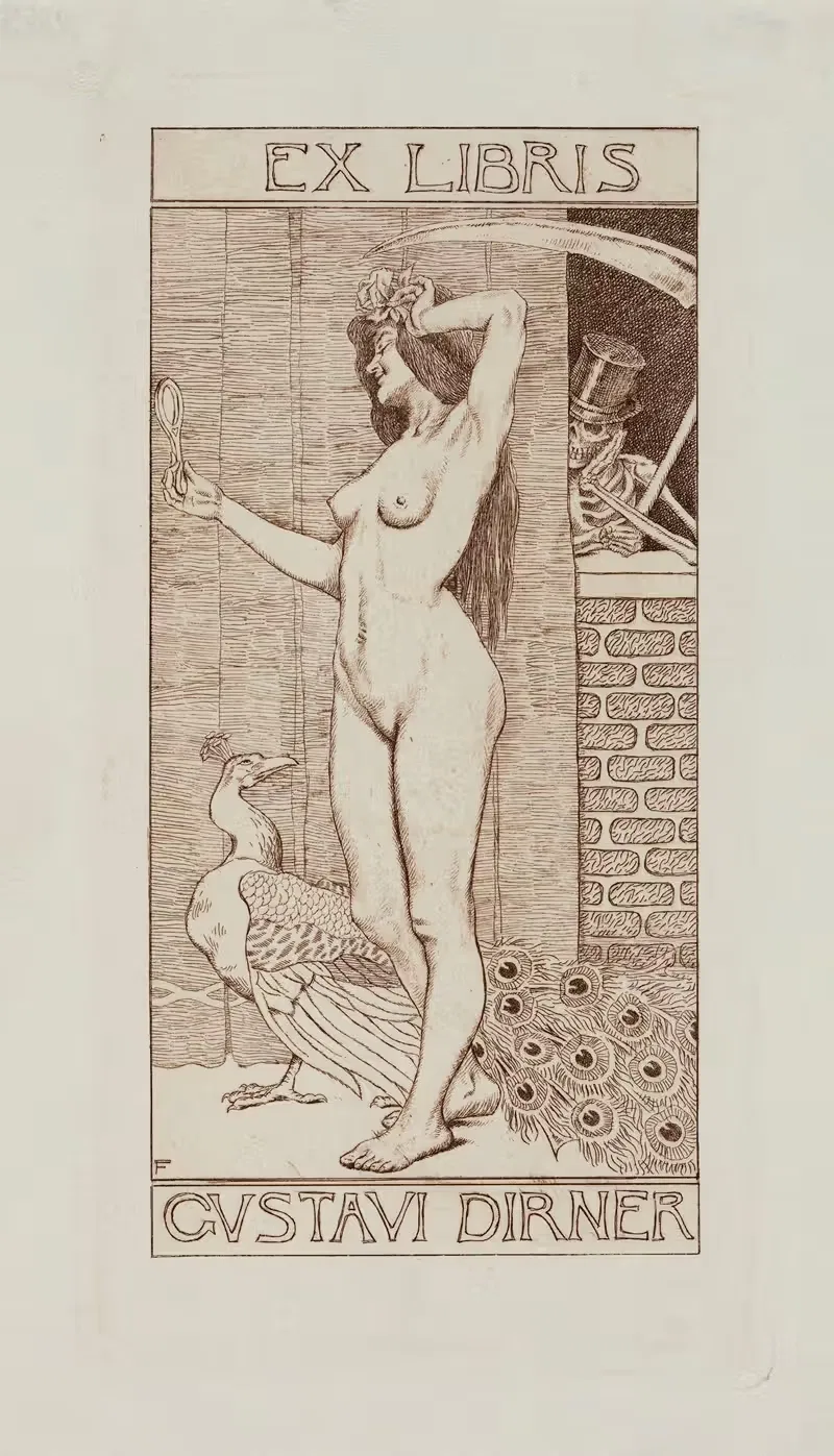 Экслибрис Густава Дирнера by Йожеф Фараго, 1903 — digital art print download