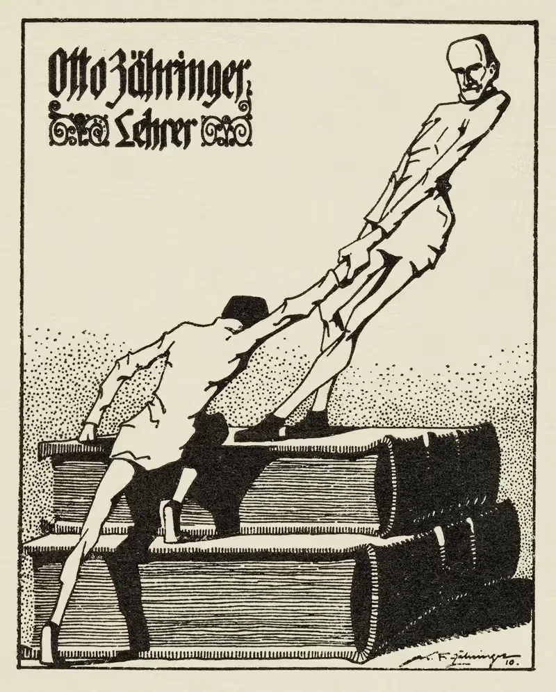 Bookplate; Otto Zähringer Lehrer — Karl Friedrich Zähringer
