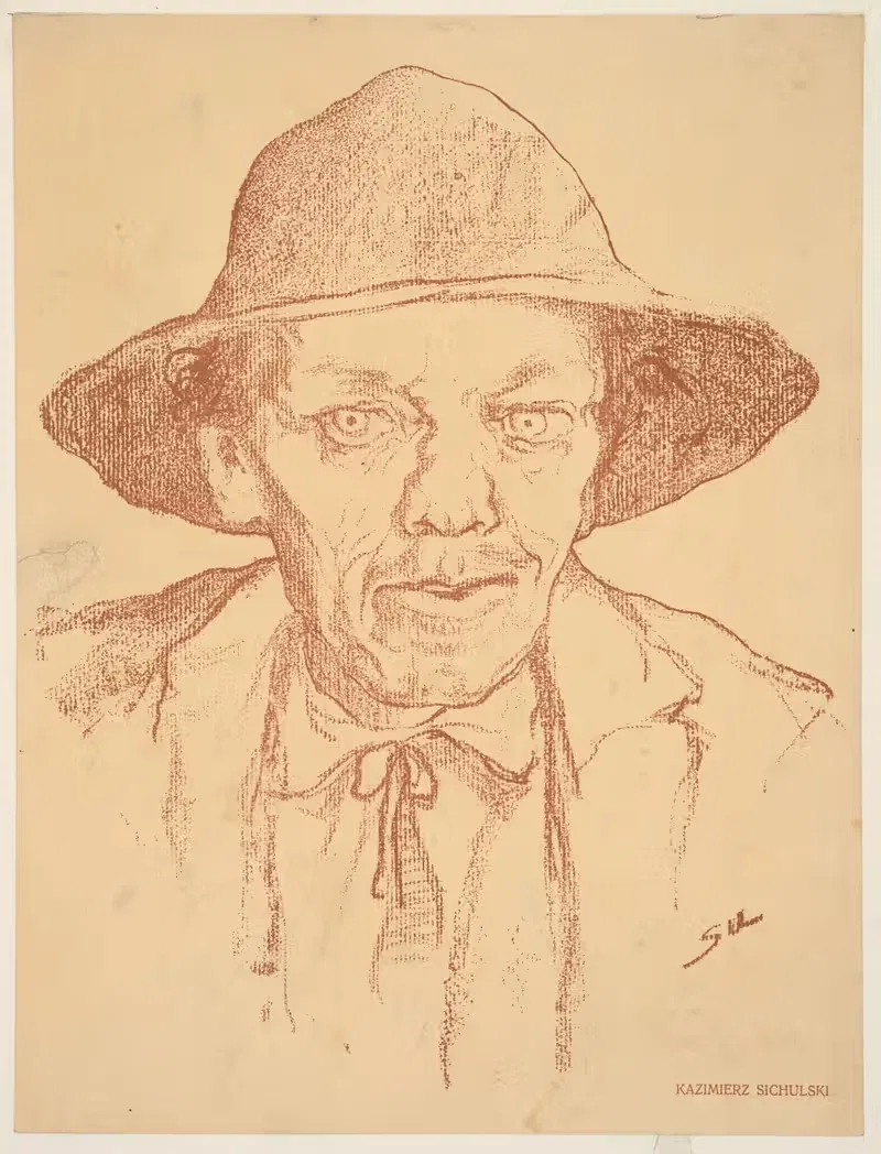 Head of a peasant wearing a hat — Kazimierz Sichulski