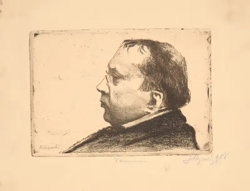 Advocate Bronisław Kułakowski – bust in the left profile — Leon Wyczółkowski