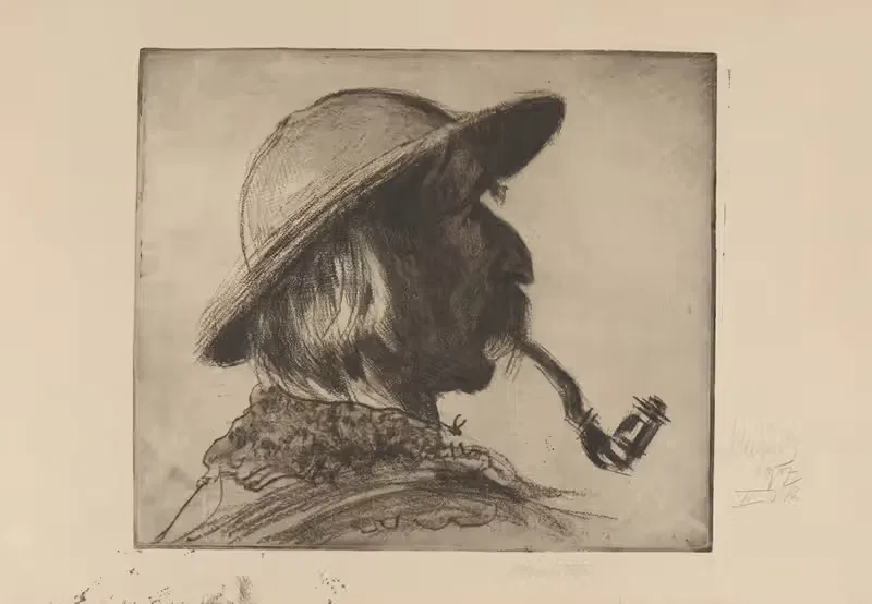 Głowa górala z fajką — Leon Wyczółkowski