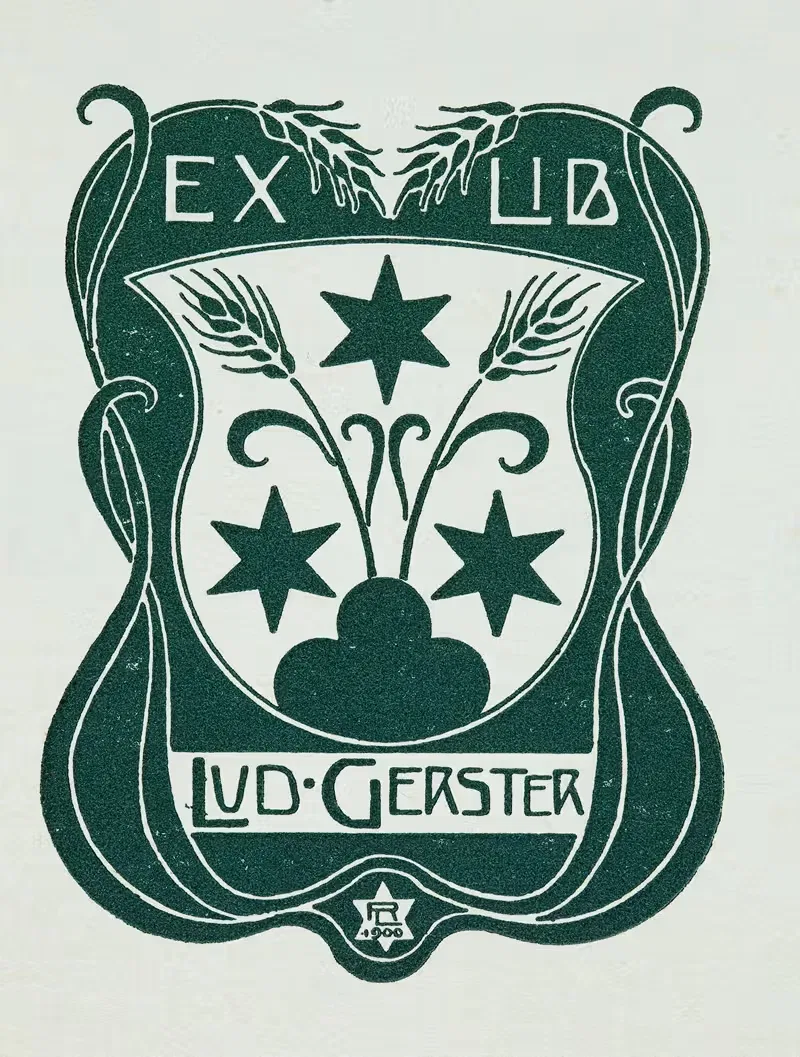 Экслибрис; Экслибрис Люд. Герстера by Лоренц Макс Ройде, 1900 — digital art print download