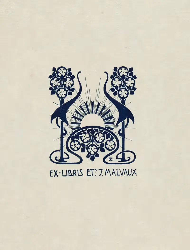 Bookplate of Ets. J. Malveaux — Louis Titz
