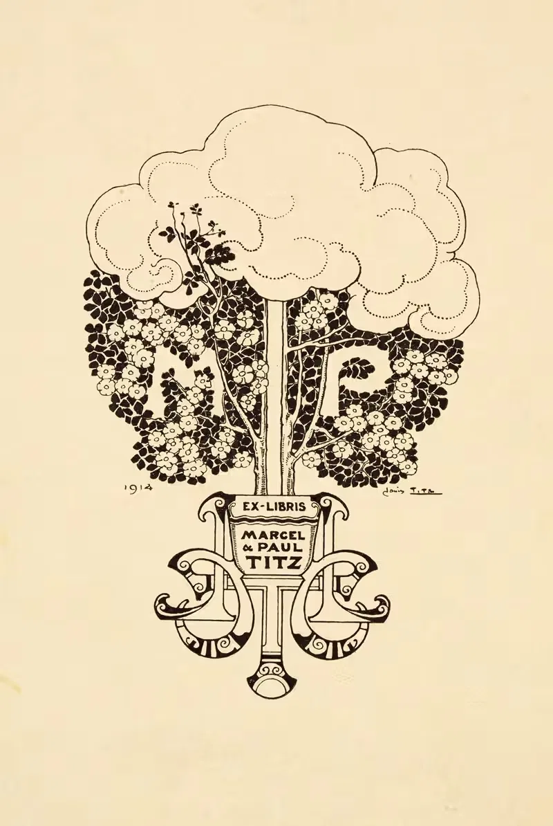 Bookplate of Marcel & Paul Titz — Louis Titz