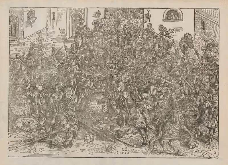 Турнир (сцена сражения на мечах) by Лука Кранах Старший, 1509 — digital art print download