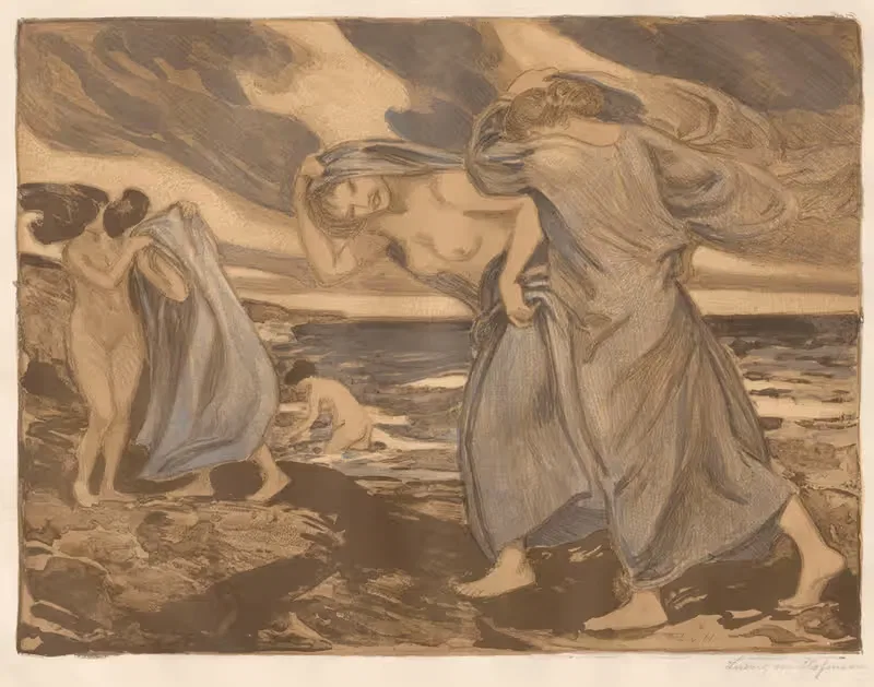 Mädchen am Meer by Ludwig von Hofmann, 1900 — digital art print download