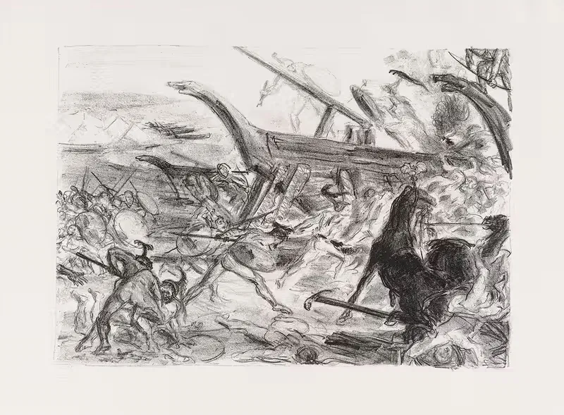 Die Troer bei den Schiffen der Achaier — Max Slevogt