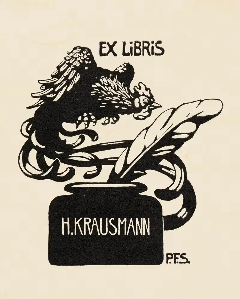 Bookplate of H. Krausmann — Percy Frederick Seaton Spence