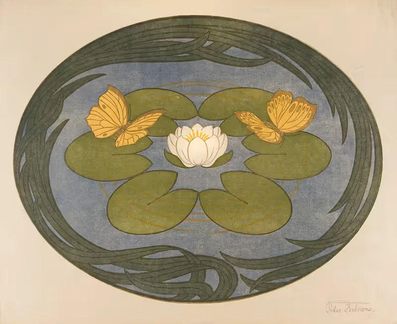 Бабочки на кувшинках by Петер Бехренс, 1899 — digital art print download
