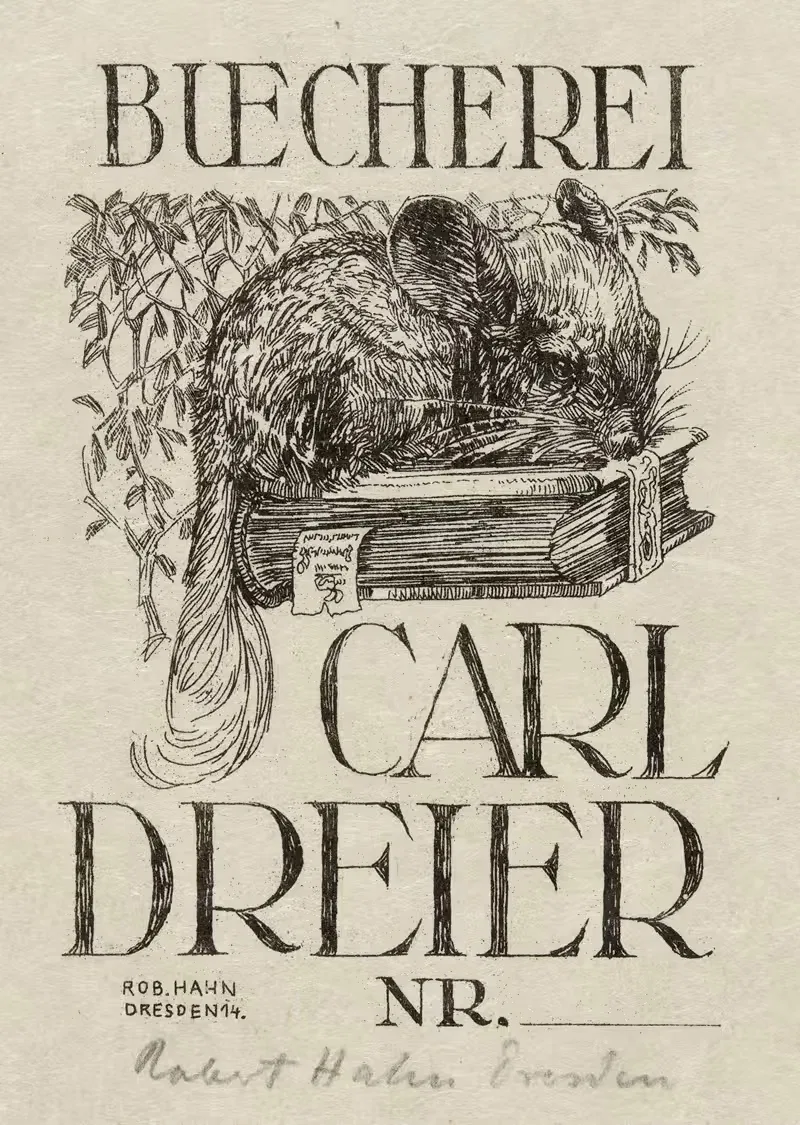 Bookplate; Buecherei Carl Dreier nr….. — Robert Hahn