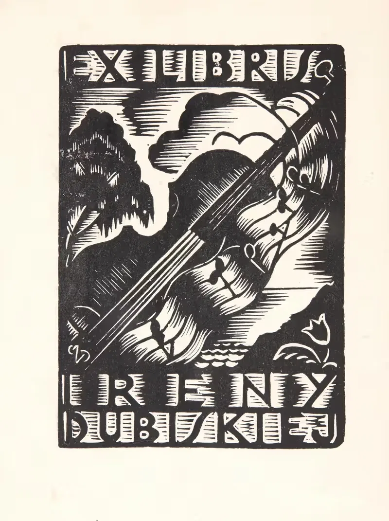 Bookplate of Irena Dubiska — Stanisław Henryk Zgaiński