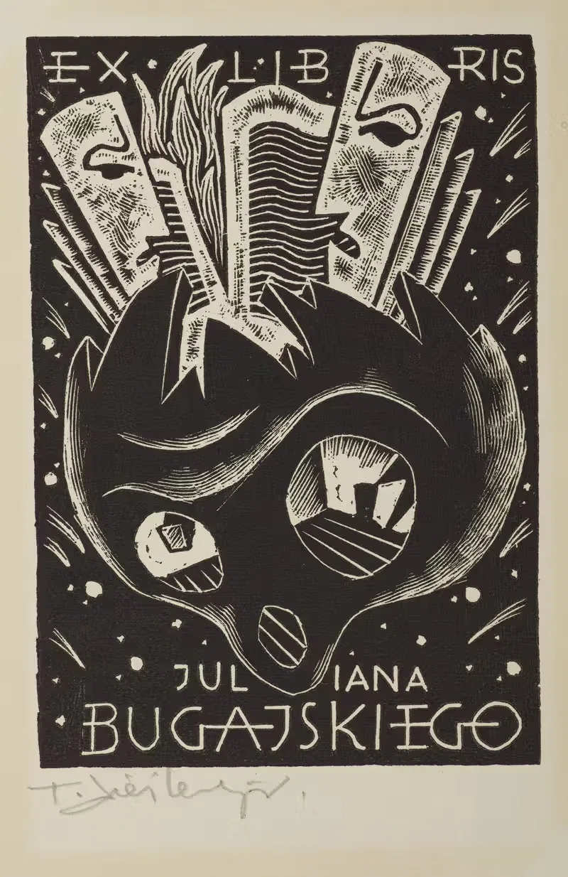 Bookplate of JuIIan Bugajski — Tadeusz Cieślewski