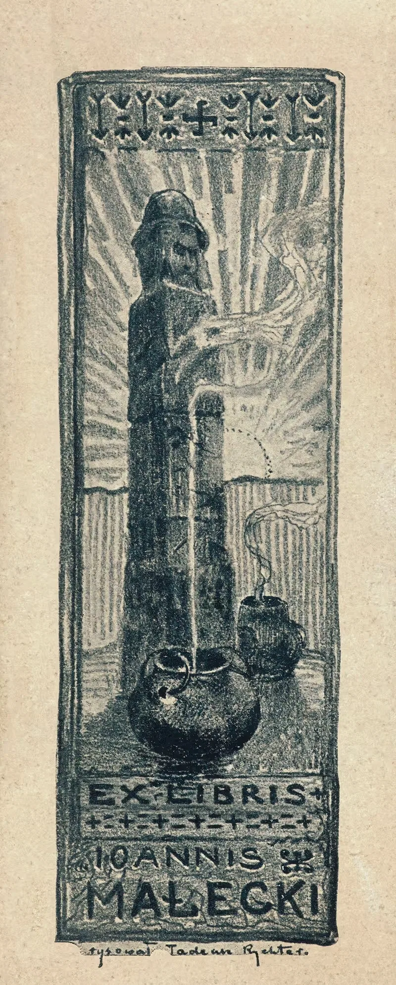 Bookplate of Jan Małecki — Tadeusz Rychter