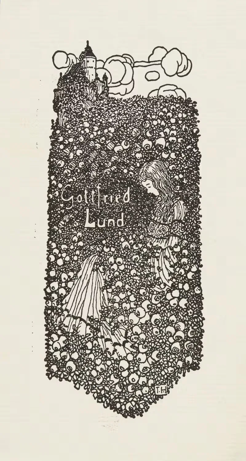 Bookplate of Gottfried Lund — Theodor Herrmann